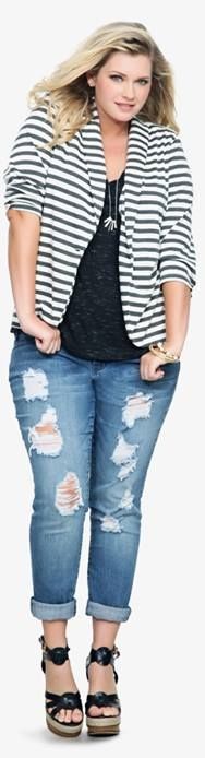 plus size Sweatshirt Blazer, Fun Denim, Jeans Sandals, Stripe Blazer, Play Clothes, Striped Sweatshirt, Torn Jeans, Winter Closet