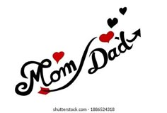 the word mom's day written in cursive writing with hearts