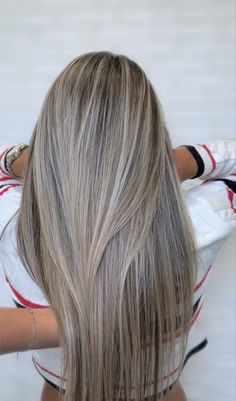 hair colour Dark Hair To Ash Blonde, Dark Grey Blonde Hair, Icy Highlights On Brown Hair, Ash Blonde Hair On Brown Hair, Balayage Grey Blonde, Cool Blonde With Brown Lowlights, Brown Hair With Ice Blonde Highlights, Cool Tone Lowlights, Greyish Blonde Hair Ash Brown