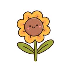 Cute Flower Drawing, Orchid Drawing, Different Drawing Styles, Sunflower Drawing, Cartoon Kawaii, Cartoon Flowers, Cute Animal Drawings Kawaii, Simple Cartoon, Funny Character