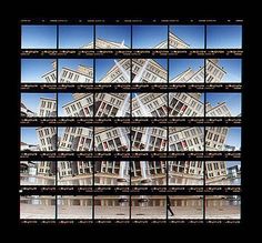 multiple images of windows in the shape of buildings