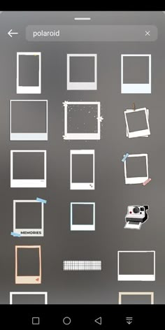 an image of some different frames on a tablet screen with the text polaroid above them