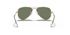 Elevate your child's fashion and functionality with Ray-Ban Aviator Kids sunglasses. These pilot-shaped glasses feature a polished gold metal frame that is both durable and stylish. The dark green lenses add a pop of color, while also providing optimal protection from the sun. With these shades, your little one will be ready to take on any adventure in style. Gold Aviator Sunglasses With Tinted Lenses For Outdoor, Gold Aviator Sunglasses With Anti-reflective Coating For Outdoor, Green Aviator Sunglasses With Uv Protection, Gold Sunglasses With Uv Protection For Outdoor, Gold Sunglasses With Metal Frame For Outdoor, Casual Gold Aviator Sunglasses For Outdoor, Casual Gold Aviator Sunglasses, Iconic Lines, Ray Ban Aviator