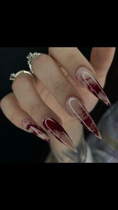 Gothic Red Nails, Morticia Nails, Coke Nails, Customized Nails, Vampy Nails, Matte Nail Art, Punk Nails, Goth Nails, Pretty Nail Art Designs