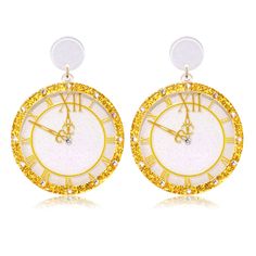 PRICES MAY VARY. 【NYE Clock Earrings】Acetate Clock Dangle Earrings is a smart addition to your attire to make you stand out in the crowd with a glowing beauty. It completes your outfit in perfect trendsetting style and makes you ready to receive compliments. Disc clock design lets them never will out of style and can be worn in any season. If you are keen on following fashion and trend, don't miss this earrings! 【Comfortable To Wear】These new beaded earrings are so on trend this year! They're ve New Years Earrings, Happy New Year Eve, New Year Clock, Clock Strikes Midnight, Holiday Party Accessories, Happy New Years Eve, Ear Parts, New Year Eve, New Years Dress