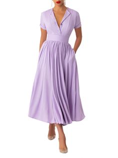 "Lavender" Lilac Swing Midi Dress – FKSP Lavender Dress Casual, Lavender Dress Outfit, Dinner Outfits Summer, Nyc Outfits Summer, Lavender Outfit, Outfit Dinner, Maxi Design, Lavender Dresses, Design Clothes