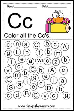 the letter c worksheet for children to learn how to read and write letters