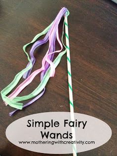 simple fairy wands made with colored paper and streamers to make them look like they are