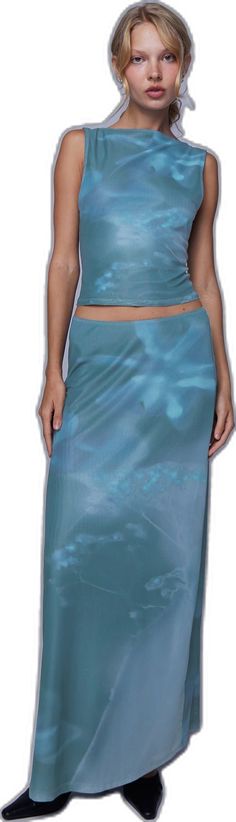 Motel Rocks Long Skirt, Chic Blue Full-length Maxi Skirt, Cheap Non-stretch Blue Maxi Skirt, Maxi Skirt Blue, Blue Relaxed A-line Maxi Skirt, Scallop Hem, Scalloped Hem, Low Waist, Girls Rock