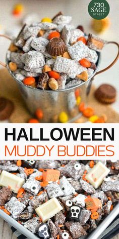 this halloween muddy buddies recipe is so easy to make it's the perfect treat