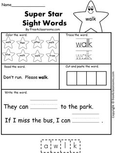 the worksheet for sight words is shown in black and white, with an image of