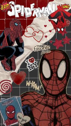 the spiderman movie poster with many stickers on it