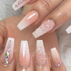 Super Cute And Stylish Ships In 5-10 Business Days Milky Nails, Nails Yellow, Coffin Shape Nails, Bride Nails, Colorful Nail Designs, Birthday Nails, Prom Nails, Luxury Nails, Coffin Nails Designs