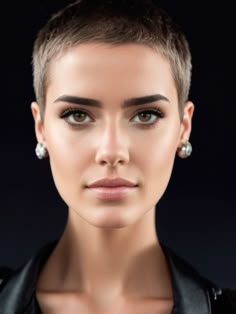 Short Pixie Haircuts Dark Hair, Female Buzzcut, Short Taper Haircut, Super Short Pixie Cuts, Modern Pixie, Bob Ideas, Clara Alonso, My New Haircut, Pixie Bob Haircut