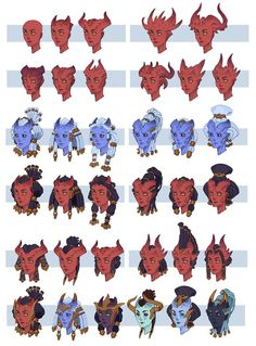 an image of various avatars and heads for the game overwatching character model sheet