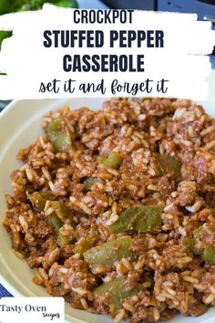 You'll love this easy Slow Cooker Stuffed Pepper Casserole Recipe for how delicious, simple and quick it is to make. From preparation to serving, this dump and go dinner is nearly hands-off and makes a great one-pot meal for busy and lazy days alike.