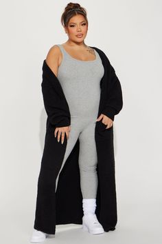 Available In Taupe And Black. Fuzzy Long Cardigan 2 Pockets 100% Polyester Imported | Living In It Cardigan in Black size Medium by Fashion Nova