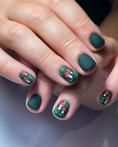 Cottagecore Nails, Matte Green Nails, Green Nail Designs, Green Nail, Matte Green, Halloween Nail Designs, Autumn Nails, Nail Art Ideas, Beauty Nail