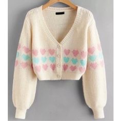 Beautiful Chic Crop Top Sweater Acrylic Soft And Comfy. Lightweight Cute White Sweater With Buttons, Button Crop Top, Crop Top Women, Cardigan Crop Top, Rose Sweater, Cardigan Crop, Crop Top Sweatshirt, Heart Button, Yellow Knit