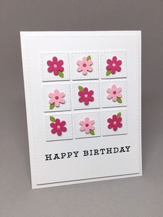 a happy birthday card with flowers on it