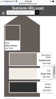 the color scheme for sherwinn - williams's gray house is shown in black and