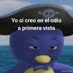 a cartoon character with a pirate hat on and caption that reads, yo si creo en el oddo a primera vista