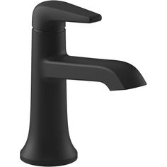 a black bathroom faucet on a white background