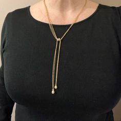 Ettika Presents Their Triple Chain Pull-Through Style Necklace In 18k Gold With Cubic Zirconia Crystals, New With Tags. Retail Price $79+Tax=$86. Absolutely Gorgeous This Necklace Will Be Your Go-To Jewelry Piece For Any Night Out! Has An Elegant Bohemian Vibe. Materials Include 18k Gold, Zinc, Brass, & Cubic Zirconia Crystals. Chain Is Adjustable, Measuring 18 Inches With 5 Inch Extender Chain With 4 Settings Throughout. Lariat Drop Length: 5.5 Inches. Note The 1st & 2nd Photos Show The Necklac Gold Lariat Necklace With Detachable Pendant, Elegant Drop Necklace With Delicate Chain For Formal Occasions, Elegant Formal Drop Necklace With Adjustable Chain, Elegant Formal Drop Necklace With Delicate Chain, Elegant Adjustable Length Necklace For Party, Elegant Gold Drop Backdrop Necklace, Adjustable Gold Drop Necklace, Formal Chain Necklace With Teardrop Pendant And Adjustable Chain, Elegant Long Chain Necklace With Detachable Pendant