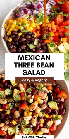 mexican three bean salad with avocado and tomatoes