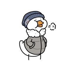 a cartoon penguin wearing a hat and scarf