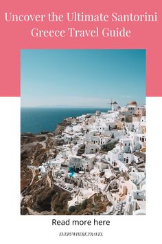 Santorini, Greece with whitewashed buildings and a windmill by the sea under a clear sky. Greece In November, Restaurants In Santorini, Things To Do In Santorini, Greece Mykonos, Santorini Hotels, Greece Santorini, Mykonos Island, Beach Clubs