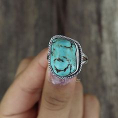 Natural Large Raw Turquoise Ring Sterling Silver Rings for | Etsy Nickel-free Bohemian Turquoise Ring, Turquoise Crystal Open Ring, Adjustable Turquoise Bohemian Crystal Ring, Green Turquoise Bohemian Promise Ring, Green Bohemian Turquoise Promise Ring, Bohemian Turquoise Crystal Ring For Gift, Bohemian Turquoise Ring For Promise, Bohemian Turquoise Crystal Ring Gift, Bohemian Turquoise Promise Ring