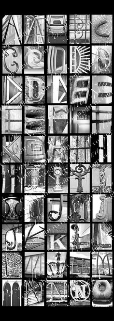 black and white photograph of many different objects