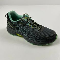 You will receive ASICS Gel Venture 6 Shoes Women's Size 7 Hiking Trail Running Sneakers This item is in good condition. Wear shown in pictures. Box not included. Please check out the pictures and message me with any questions! Thanks. Asics Green Lace-up Running Shoes, Green Lace-up Asics Running Shoes, Green Asics Running Shoes With Cushioned Footbed, Green Low-top Asics Running Shoes, Asics Synthetic Sneakers For Outdoor Activities, Asics Lace-up Sneakers For Outdoor Activities, Asics Low-top Walking Shoes, Asics Sneakers For Outdoor Activities With Round Toe, Green Breathable Asics Sneakers