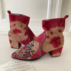 Nwot Meher Kaklia Anthropologie Mani Embellished Red Pointed Ankle Boots Sz 38 New Without Tags Fast Shipping Red Leather Boots For Summer, Spring Embellished Boots With Round Toe, Embellished Festival Boots For Fall, Spring Leather Boots Embellished, Spring Leather Embellished Boots, Red Embroidered Boots With Round Toe, Embroidered Red Boots With Round Toe, Embellished Round Toe Boots For Fall, Spring Embellished Leather Boots