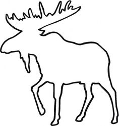 a moose with large antlers is shown in black and white