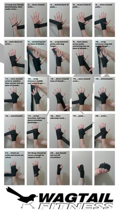 the instructions for how to make an arm and wrist braces with gloves on it