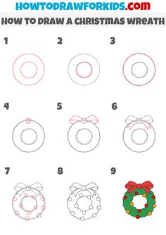 how to draw a christmas wreath with step by step instructions for kids and beginners