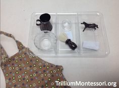 an assortment of kitchen utensils in a plastic tray