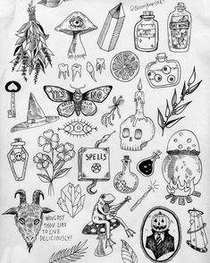 an old school tattoo design with lots of different things