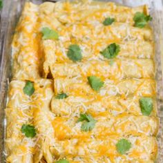 an enchilada dish with cheese and cilantro