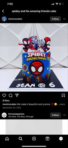 a spiderman birthday cake is on the app store's playlist for iphone