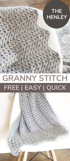 an easy crochet granny stitch blanket with text overlay