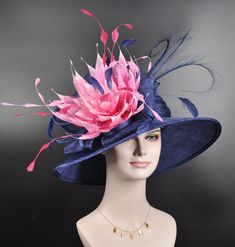 "IF YOU LIKE THE DESIGN, JUST WANT TO ADD SOME COLORS TO MATCH YOUR DRESS, PLEASE FEEL FREE TO CONTACT ME, I WILL HELP YOU. This 3 layers wide brim sinamay hat boasts a captivating ensemble, featuring 3 pcs  pheasant feather  and a few real feathers that add a touch of wild elegance. Accentuating its allure is a generously sized linen sinamay  bow, gracefully tying together the essence of sophistication and a hint of untamed charm. 100% 3 layers Sinamay, light and comfortable *Wide brim: Size: F Oaks Day, Wedding Royal, Royal Ascot Hats, Pheasant Feather, Sinamay Hats, Ascot Hats