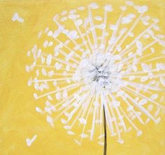 a painting of a dandelion on a yellow background