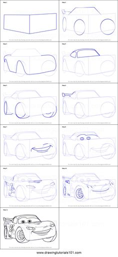 how to draw cars from the movie cars and trucks with pictures on them for kids