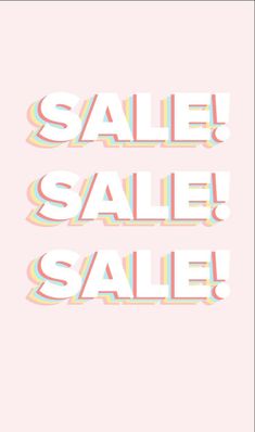 the words sale written in white and pink on a pink background with multicolored lines