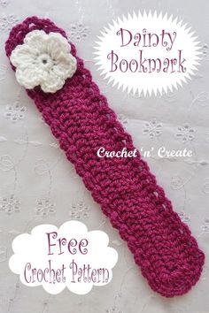 a crochet bookmark with a flower on it and the title below reads, free crochet pattern