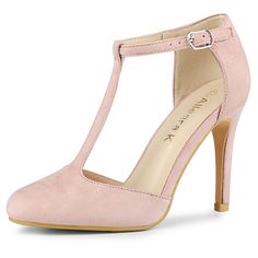 Shop Allegra K for faux suede round toe stiletto heel t-strap dress pumps you are looking for, get more women's stiletto heel for yourelf. Order now! Free Returns! Pink Wedding Shoes, Flat Foot, Dust Pink, Ankle Strap Chunky Heels, Round Toe Pumps, Womens Stilettos, Platform Stilettos, Pink Heels, Pump Dress