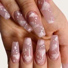 New Press On Clouds Nails Includes 24 Nails, Nail File, And Glue Tabs Fake Nails Long, Manikur Kuku, Manicure Diy, Nail Type, Nagel Tips, Fake Nails With Glue, Soft Nails, Cat Kuku, Stick On Nails